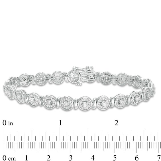 1.95 CT. T.W. Composite Diamond Frame "S" Tennis Bracelet in Sterling Silver - 7.25"