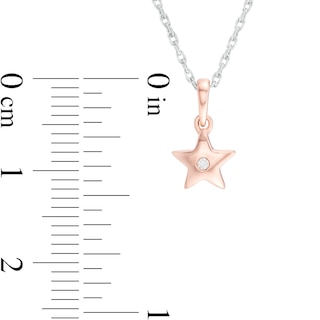 Diamond Accent Star and Star Outline Pendant Set in Sterling Silver and 10K Rose Gold