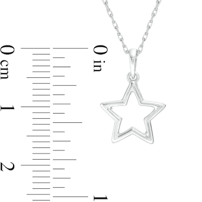 Diamond Accent Star and Star Outline Pendant Set in Sterling Silver and 10K Rose Gold