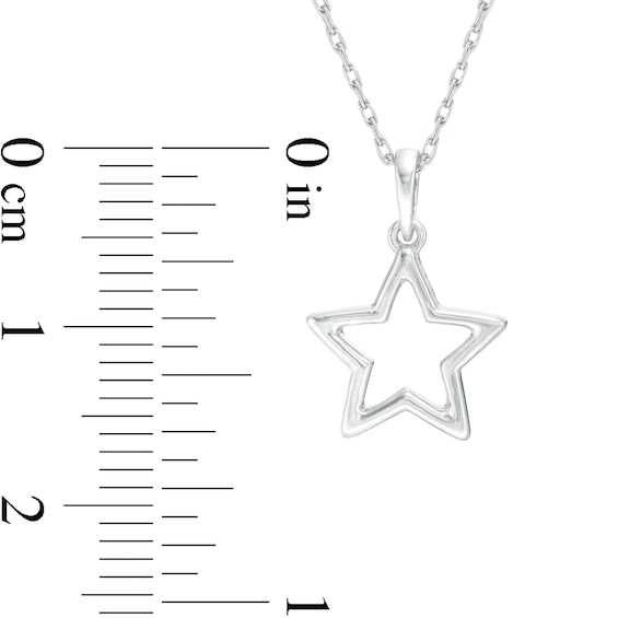 Diamond Accent Star and Star Outline Pendant Set in Sterling Silver and 10K Rose Gold