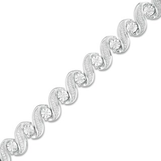 0.45 CT. T.W. Diamond "S" Tennis Bracelet in Sterling Silver - 7.25"