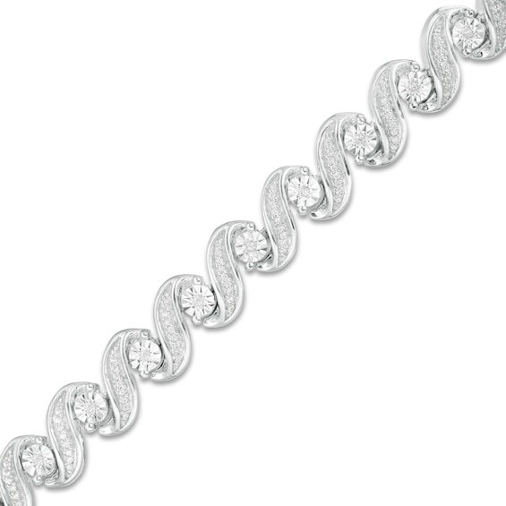 0.45 CT. T.W. Diamond "S" Tennis Bracelet in Sterling Silver - 7.25"