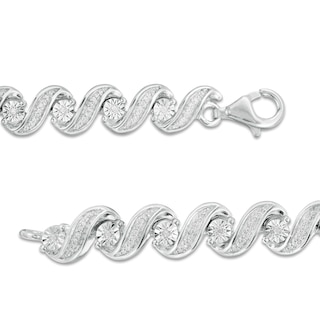 0.45 CT. T.W. Diamond "S" Tennis Bracelet in Sterling Silver - 7.25"