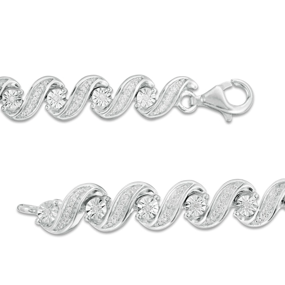 0.45 CT. T.W. Diamond "S" Tennis Bracelet in Sterling Silver - 7.25"