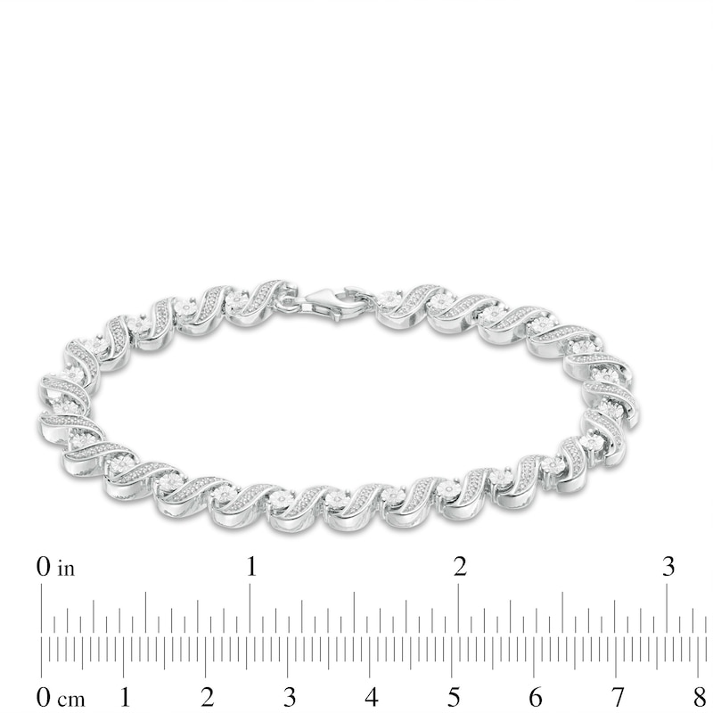 0.45 CT. T.W. Diamond "S" Tennis Bracelet in Sterling Silver - 7.25"|Peoples Jewellers