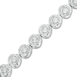 0.086 CT. T.W. Diamond Love Knot Tennis Bracelet in Sterling Silver - 7.5&quot;