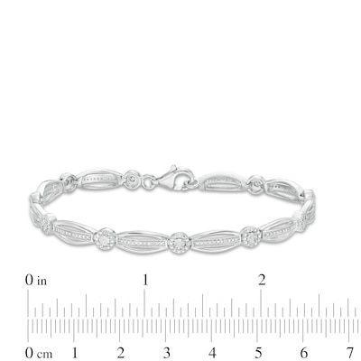 0.145 CT. T.W. Diamond Frame Alternating Marquise Bracelet in Sterling Silver - 7.25"