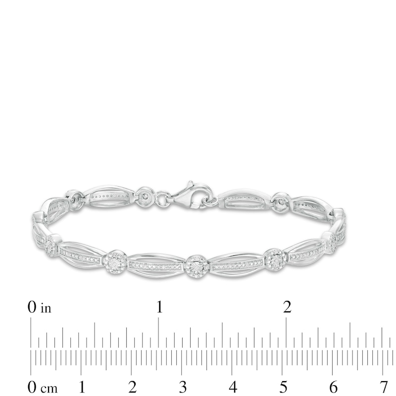 0.145 CT. T.W. Diamond Frame Alternating Marquise Bracelet in Sterling Silver - 7.25"|Peoples Jewellers