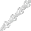 Thumbnail Image 0 of 0.115 CT. T.W. Diamond Sideways Heart with Chevron Bracelet in Sterling Silver - 7.5"