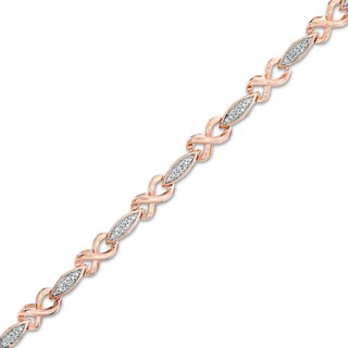 0.18 CT. T.W. Composite Diamond Alternating Marquise and Infinity Bracelet in 10K Rose Gold - 7.25"