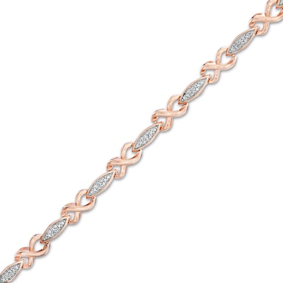 0.18 CT. T.W. Composite Diamond Alternating Marquise and Infinity Bracelet in 10K Rose Gold - 7.25"