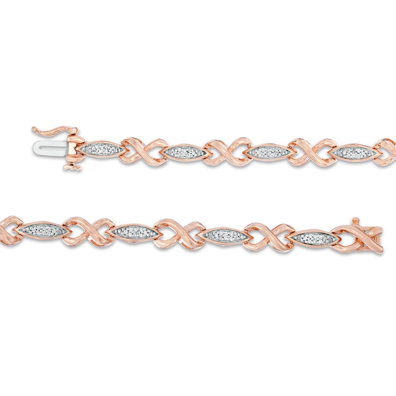 0.18 CT. T.W. Composite Diamond Alternating Marquise and Infinity Bracelet in 10K Rose Gold - 7.25"|Peoples Jewellers