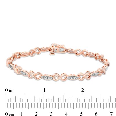 0.18 CT. T.W. Composite Diamond Alternating Marquise and Infinity Bracelet in 10K Rose Gold - 7.25"