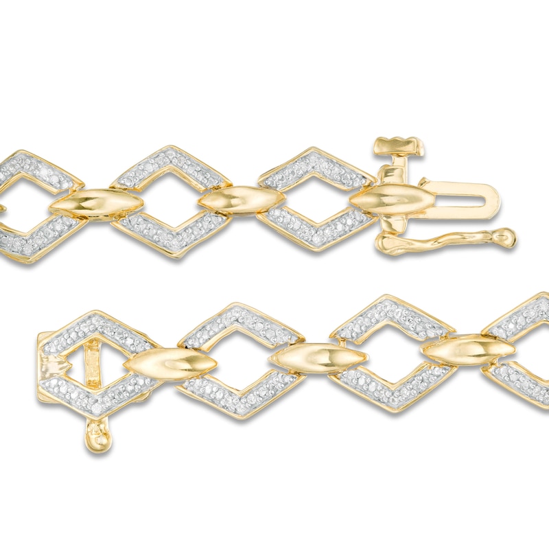 0.23 CT. T.W. Diamond Geometric Marquise Link Bracelet in 10K Gold - 7.25"|Peoples Jewellers