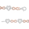 Thumbnail Image 2 of 0.085 CT. T.W. Diamond Alternating Heart and Infinity Link Bracelet in Sterling Silver and 10K Rose Gold - 7.25"