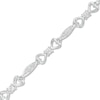 Thumbnail Image 0 of 0.115 CT. T.W. Composite Diamond Alternating Marquise and Heart Outline Bracelet in Sterling Silver