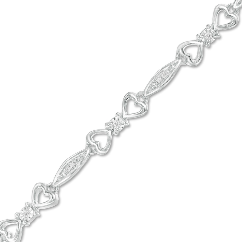 0.115 CT. T.W. Composite Diamond Alternating Marquise and Heart Outline Bracelet in Sterling Silver|Peoples Jewellers
