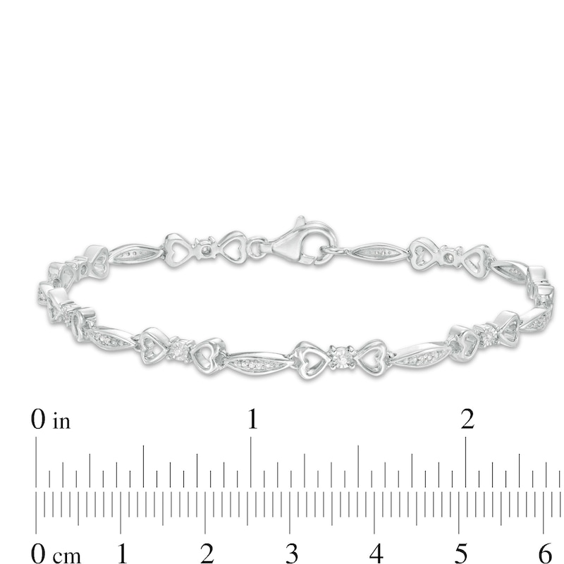 0.115 CT. T.W. Composite Diamond Alternating Marquise and Heart Outline Bracelet in Sterling Silver|Peoples Jewellers