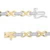 0.115 CT. T.W. Diamond "X" Link Bracelet in Sterling Silver and 10K Gold