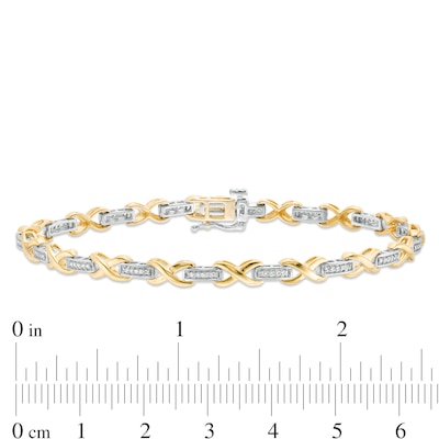 0.115 CT. T.W. Diamond "X" Link Bracelet in Sterling Silver and 10K Gold