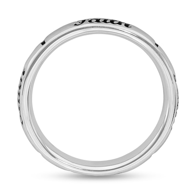 Stackable Expressions™ 3.5mm Black Enamel "Faith" Band in Sterling Silver