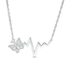 0.04 CT. T.W. Diamond Butterfly Heartbeat Necklace in Sterling Silver