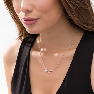 0.04 CT. T.W. Diamond Butterfly Heartbeat Necklace in Sterling Silver