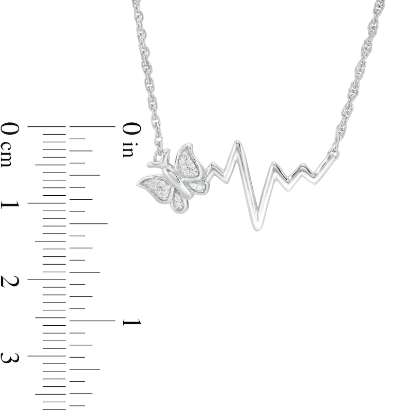 0.04 CT. T.W. Diamond Butterfly Heartbeat Necklace in Sterling Silver|Peoples Jewellers