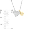 Thumbnail Image 2 of 0.086 CT. T.W. Diamond Heart and Flower Charm Pendant in Sterling Silver and 10K Gold