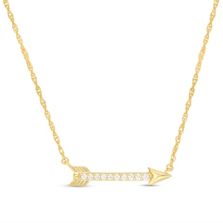 0.065 CT. T.W. Diamond Sideways Arrow Necklace in 10K Gold - 17.25"