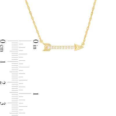 0.065 CT. T.W. Diamond Sideways Arrow Necklace in 10K Gold - 17.25"