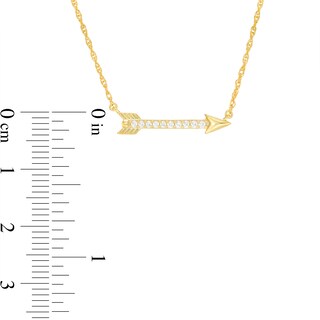 0.065 CT. T.W. Diamond Sideways Arrow Necklace in 10K Gold - 17.25"