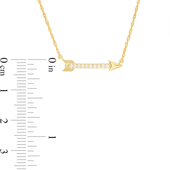 0.065 CT. T.W. Diamond Sideways Arrow Necklace in 10K Gold - 17.25"