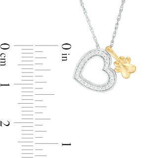 0.087 CT. T.W. Diamond Heart Outline and Paw Print Pendant in Sterling Silver and 10K Gold