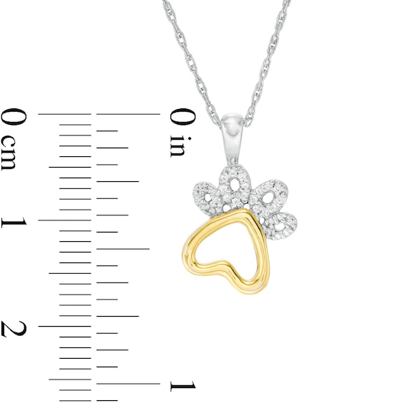 0.04 CT. T.W. Diamond Paw Print Pendant in Sterling Silver and 10K Gold