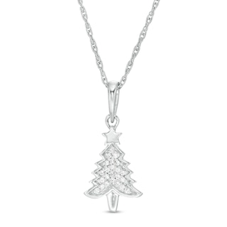 0.06 CT. T.W. Diamond Christmas Tree Pendant in Sterling Silver