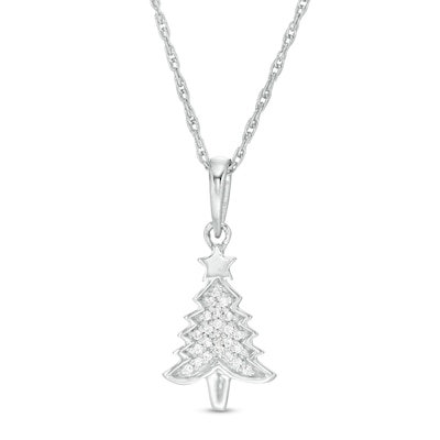 0.06 CT. T.W. Diamond Christmas Tree Pendant in Sterling Silver