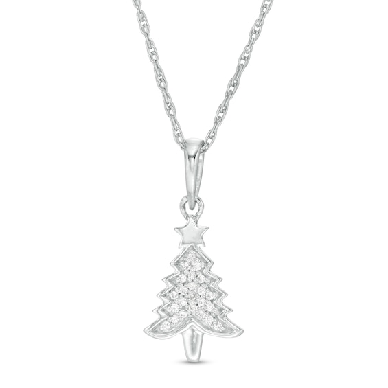 0.06 CT. T.W. Diamond Christmas Tree Pendant in Sterling Silver