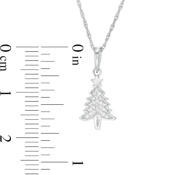 0.06 CT. T.W. Diamond Christmas Tree Pendant in Sterling Silver