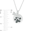 Thumbnail Image 2 of 0.086 CT. T.W. Enhanced Black and White Diamond Bone and Paw Print Disc Charm Pendant in Sterling Silver