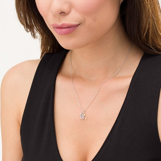 Unstoppable Love™ 0.085 CT. T.W. Diamond Circle, Heart and Arrow Charm Pendant in Sterling Silver and 10K Two-Tone Gold