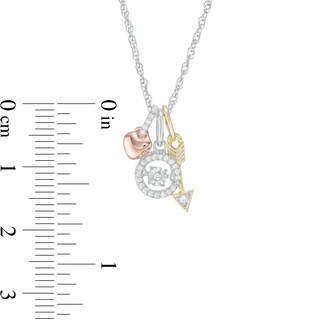 Unstoppable Love™ 0.085 CT. T.W. Diamond Circle, Heart and Arrow Charm Pendant in Sterling Silver and 10K Two-Tone Gold