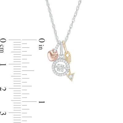 Unstoppable Love™ 0.085 CT. T.W. Diamond Circle, Heart and Arrow Charm Pendant in Sterling Silver and 10K Two-Tone Gold