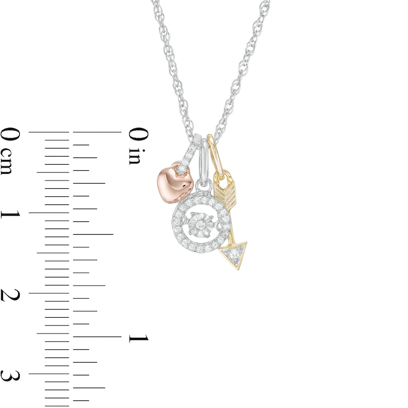 Unstoppable Love™ 0.085 CT. T.W. Diamond Circle, Heart and Arrow Charm Pendant in Sterling Silver and 10K Two-Tone Gold