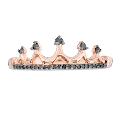 0.085 CT. T.W. Black Diamond Crown Ring in 10K Rose Gold