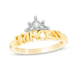 Diamond Accent Tiara &quot;PRINCESS&quot; Ring in Sterling Silver with 14K Gold Plate