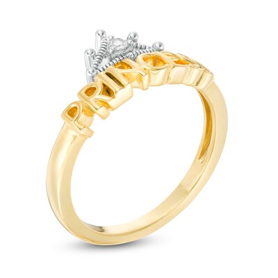 Diamond Accent Tiara "PRINCESS" Ring in Sterling Silver with 14K Gold Plate