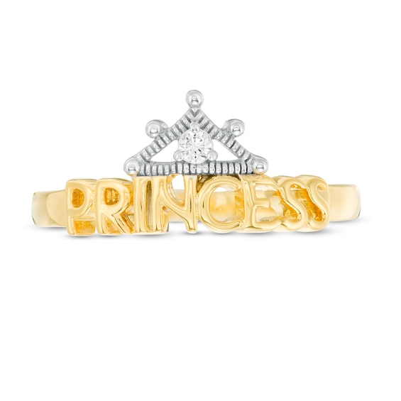 Diamond Accent Tiara "PRINCESS" Ring in Sterling Silver with 14K Gold Plate