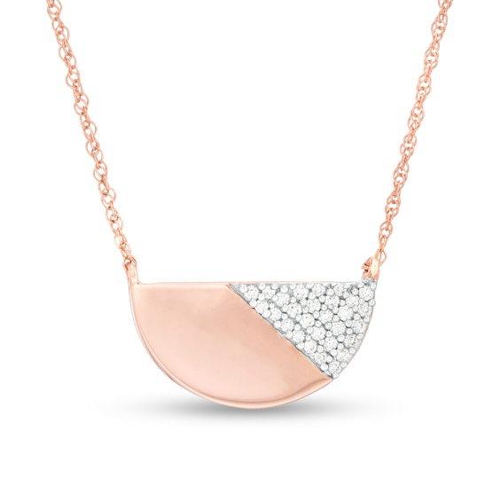 0.085 CT. T.W. Diamond Half Circle Necklace in 10K Rose Gold