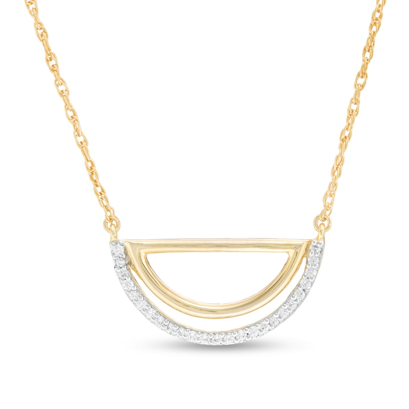 0.085 CT. T.W. Diamond Open Half Circle Necklace in 10K Gold|Peoples Jewellers